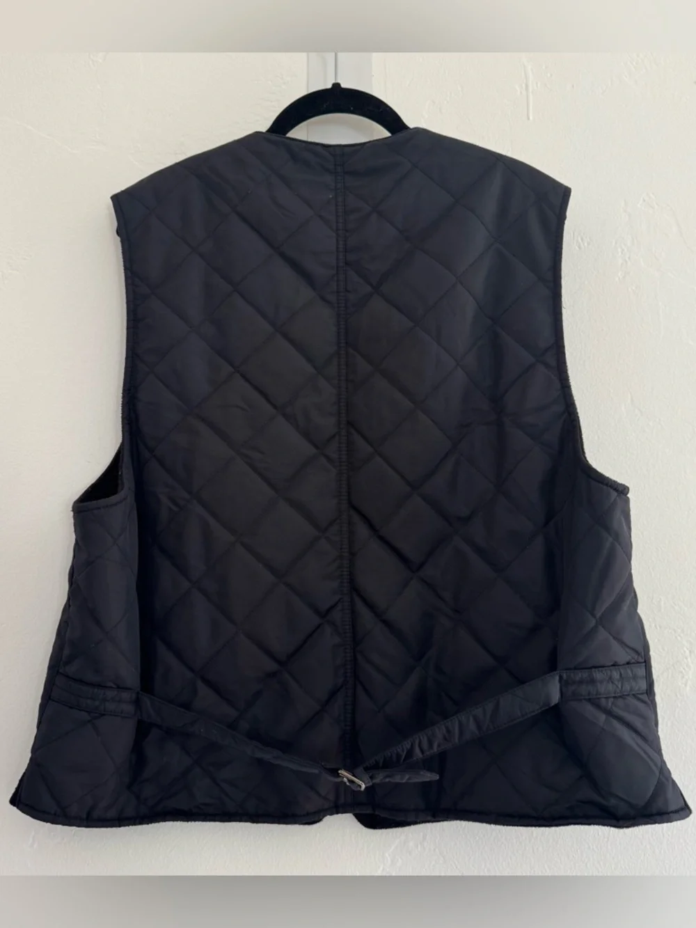 Vintage Banana Republic Quilted Vest Black Nylon Utility Adjustable Belt Unisex